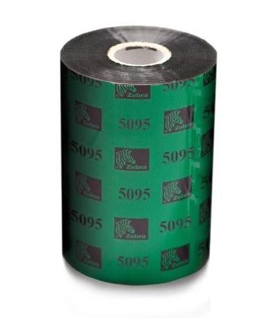 A green thermal transfer ribbon with the Zebra brand and model number 5095 printed on it.